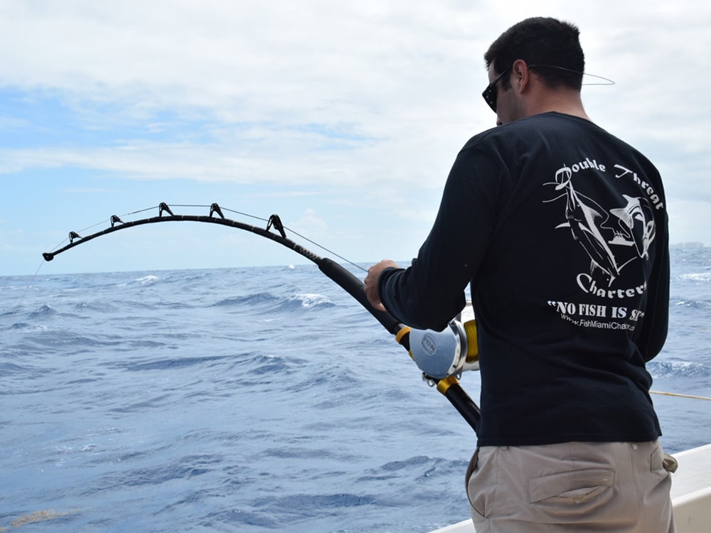 hooked up to a giant bluefin tuna off miami florida