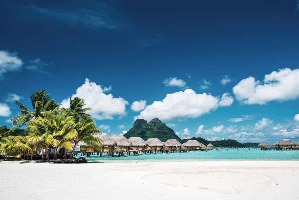 French Polynesian lagoon islands in Tahiti.