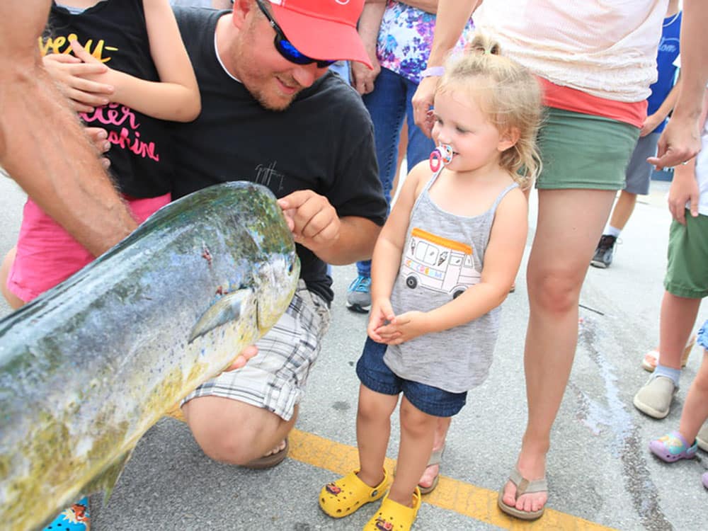 2017 big rock blue marlin tournament child with mahimahi