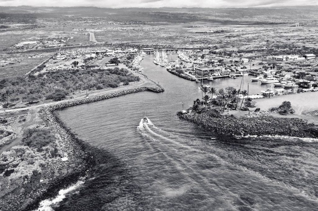Aerial view of Kona's Honokohau Harbor.