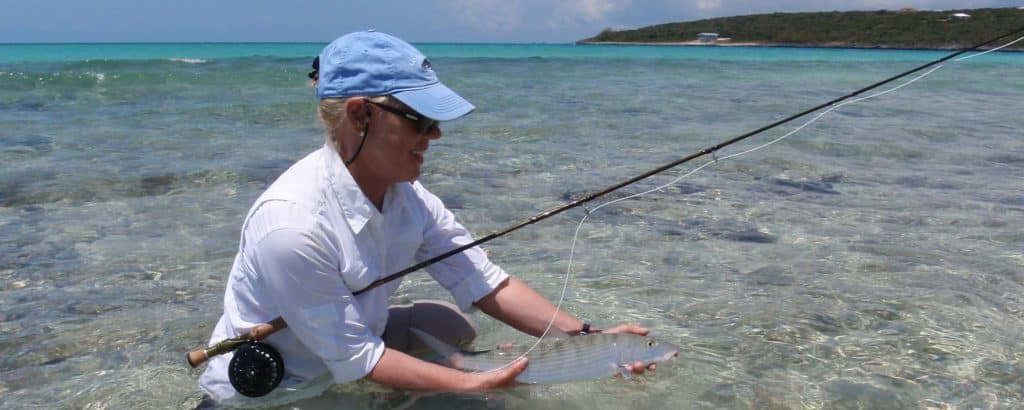woman fishing