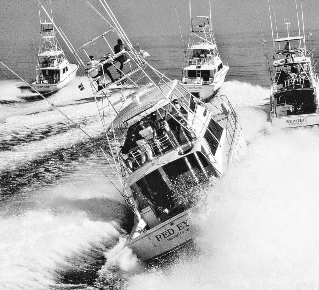 bertram hatteras shootout boats on the water