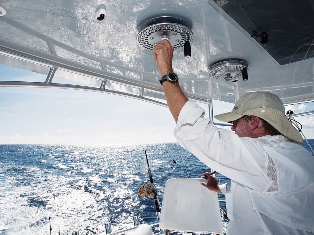 flybridge on sport fishing boat