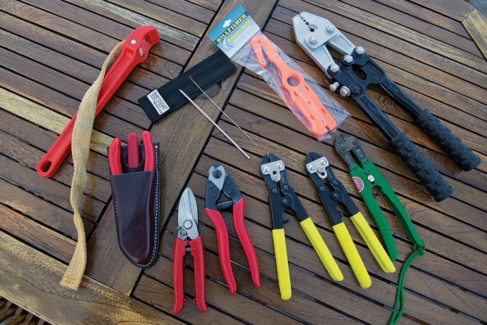 tools in cockpit of sport-fishing boat