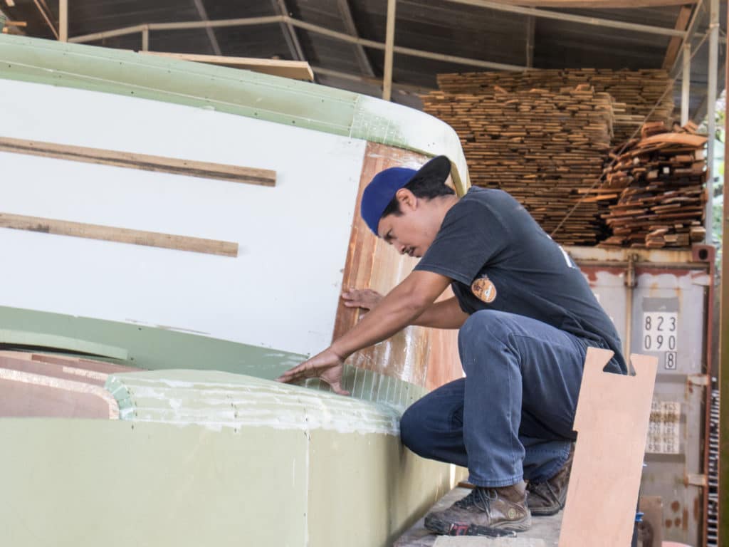 Cabin construction for the 50-foot cruiser.