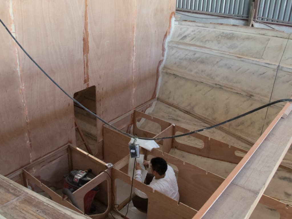 Hulll Work on 50-Foot Cruiser