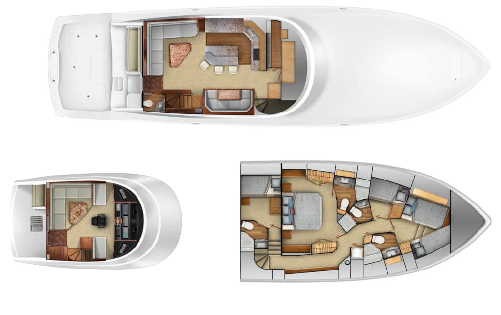 Layout of the Viking 72 Enclosed Bridge