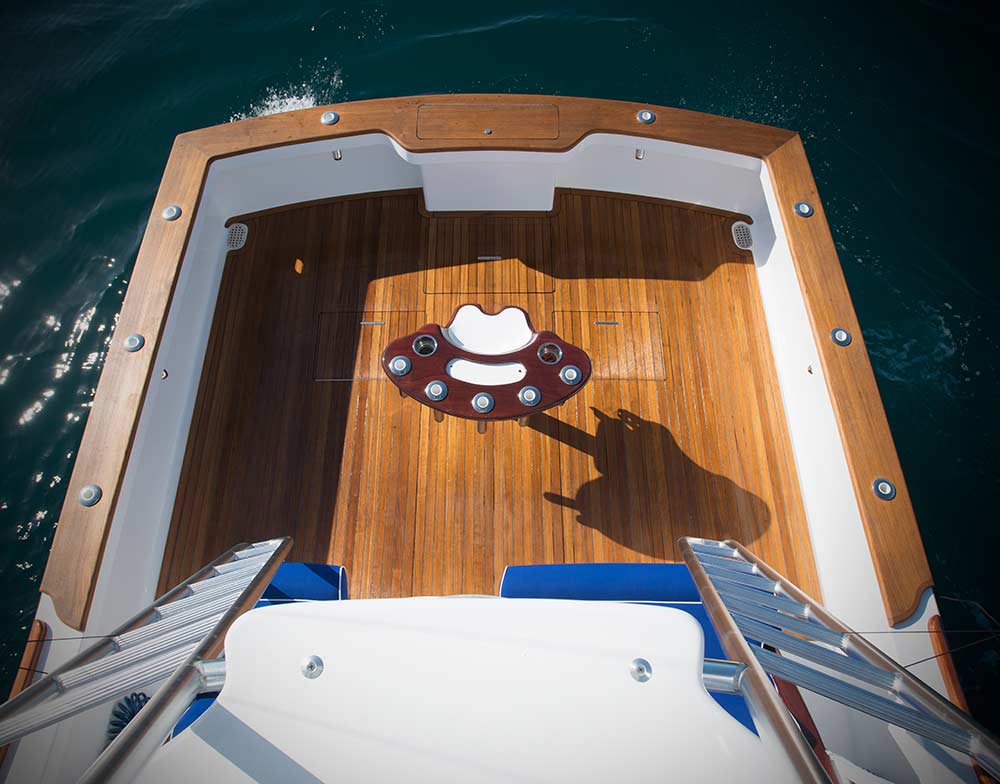 top view of maverick yacht 36 deck and fighting chair