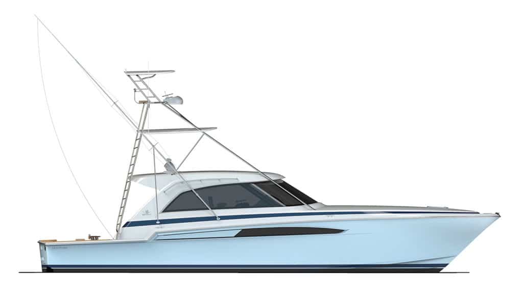 digital rendering of a new bertram yachts boat