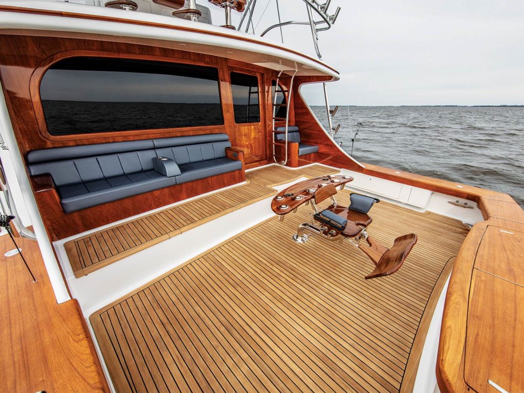 exterior deck and fighting chair of the paul mann custom boats 77