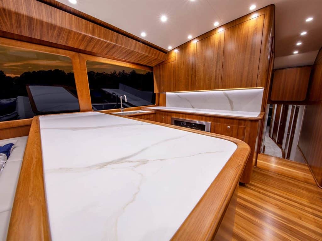 interior salon of the paul mann custom boats 77