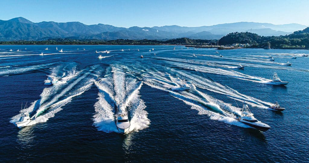 Sport fishing boat fleet at the Pelagic Rockstar Offshore Tournament.