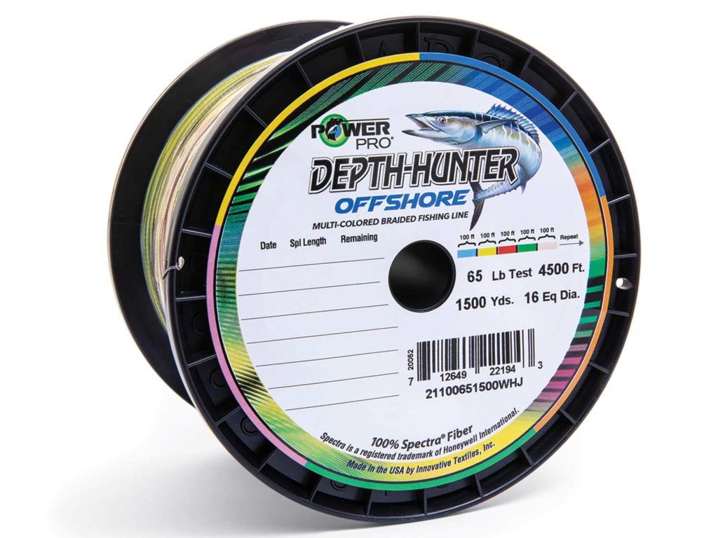 PowerPro Depth-Hunter Offshore Braid reel on a white background.