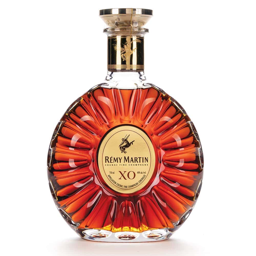Remy Martin XO Cognac isolated on a white background.