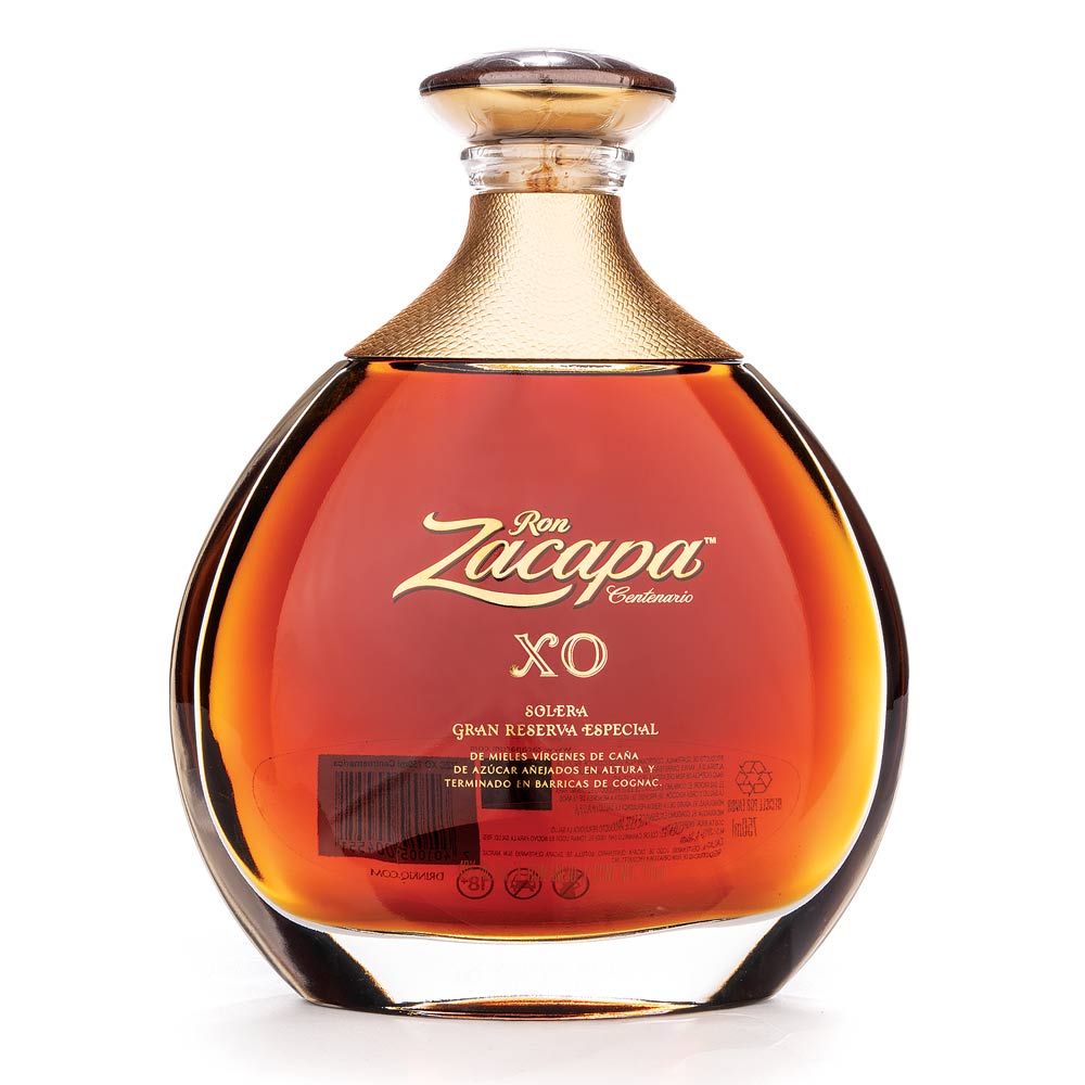 Ron Zacapa XO Añejo Rum isolated on a white background.