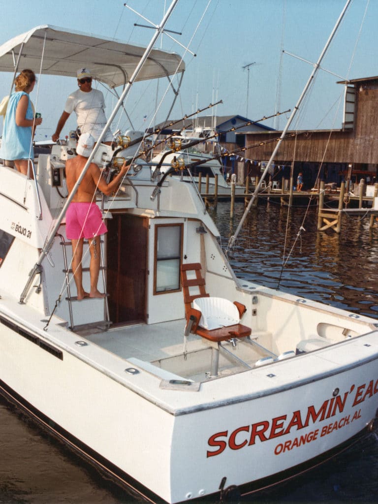 sport fishing boat at Mobile docks