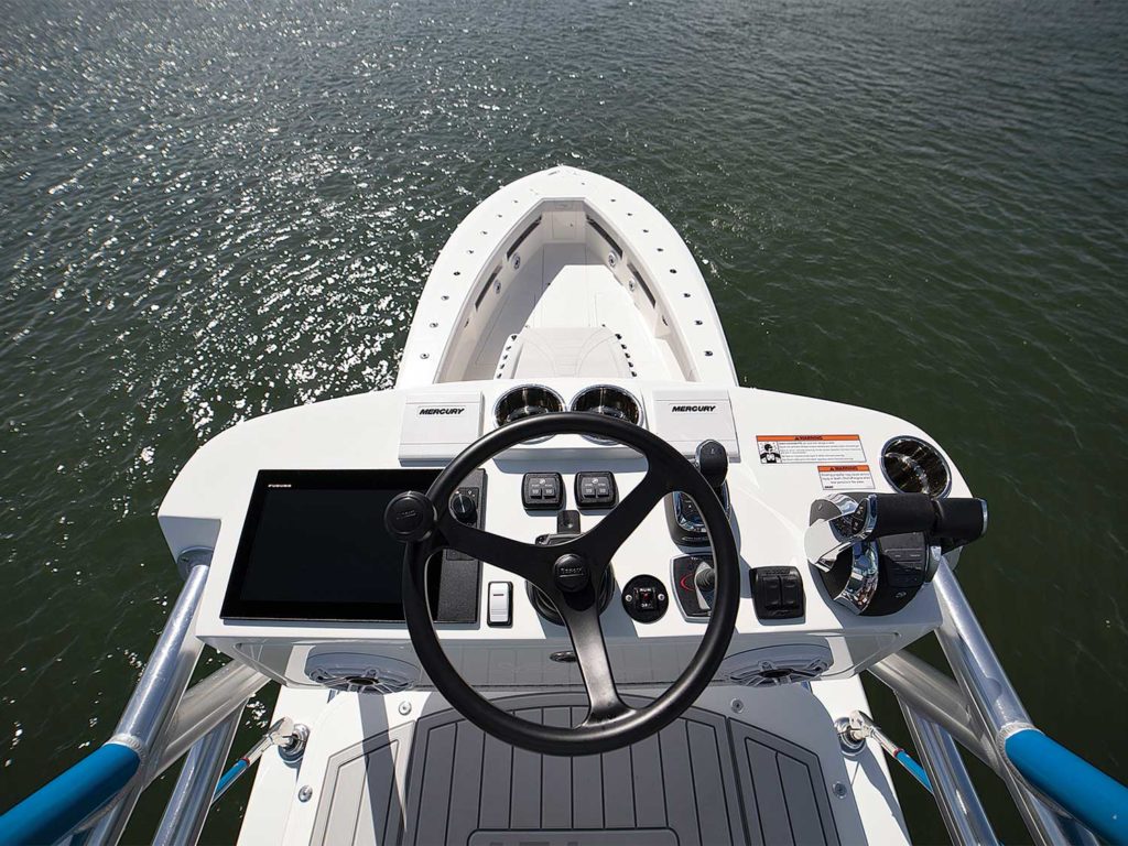 The control tower of a sport-fishing boat.