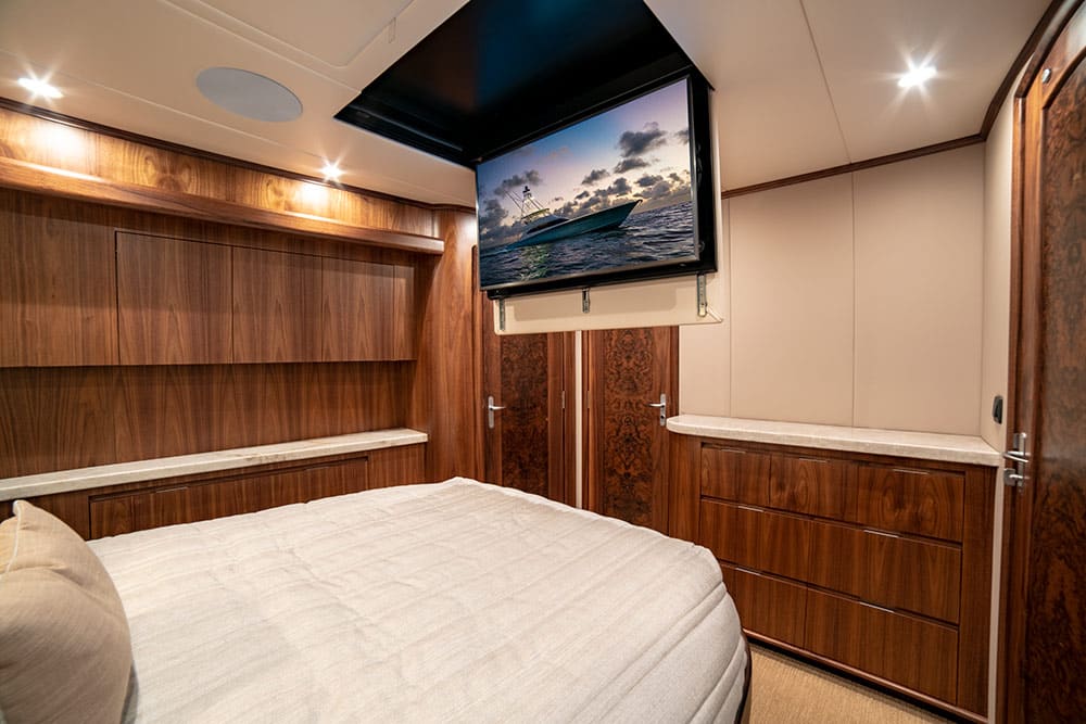 spencer yachts 74 interior bedroom and tv