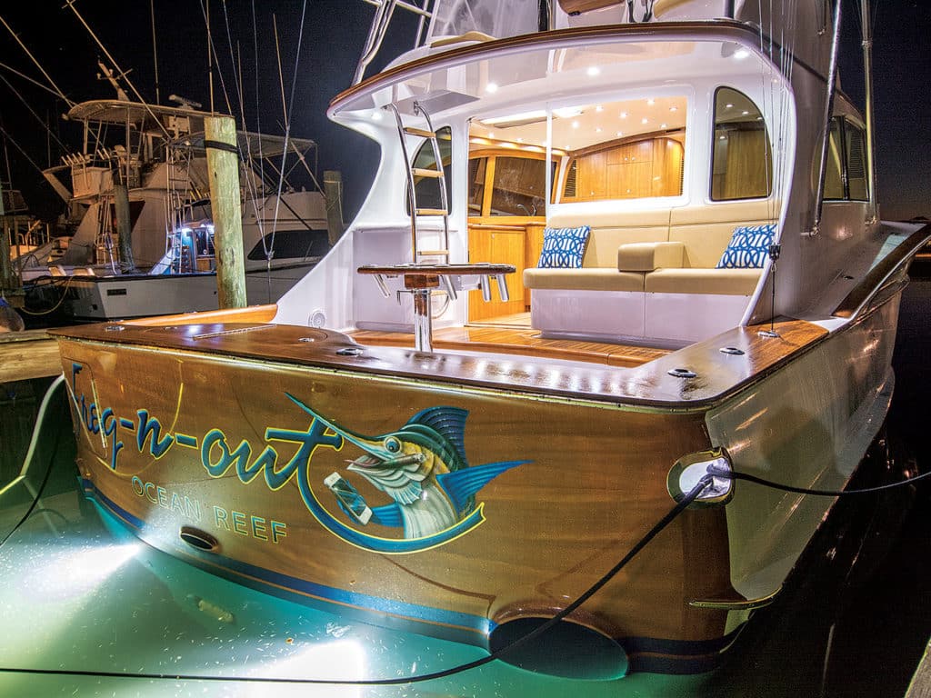 faux teak on sport-fishing boat Freq-n-out