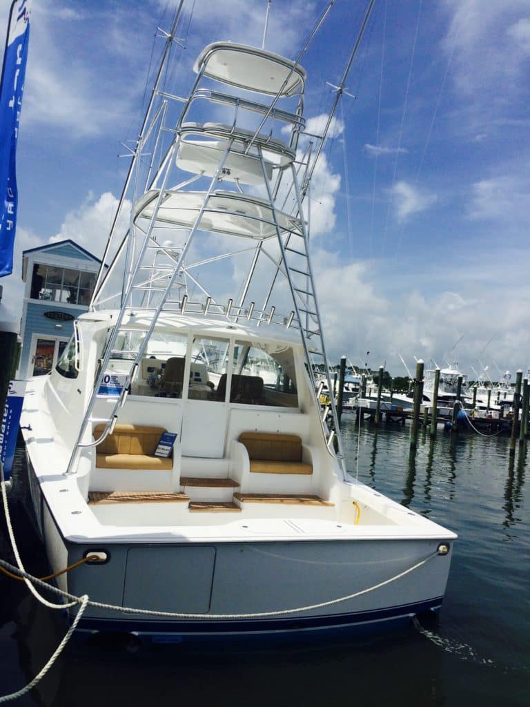 fishing boat on dock at White Marlin Open