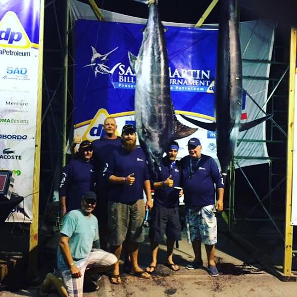 2016 St. Martin Billfish Tournament Striker winning team with blue marlin
