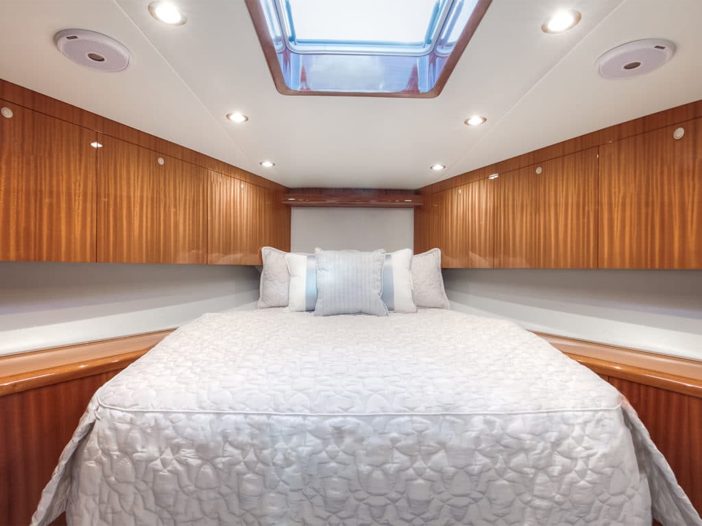 The master stateroom of the Titan Custom Yachts 62 Effie Mae.