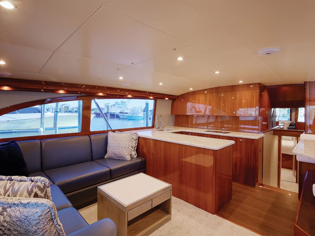 Interior salon of the Titan Custom Yachts 62, Effie Mae.