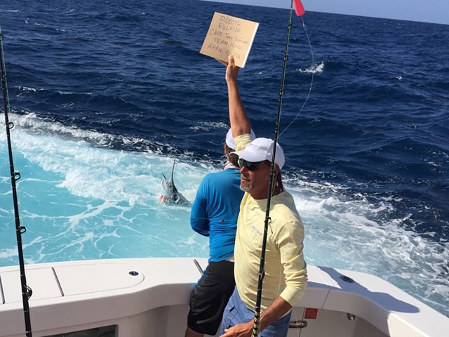 Capt. Tony DiGiulian catches his 10,000th career billfish off Key West, Florida.