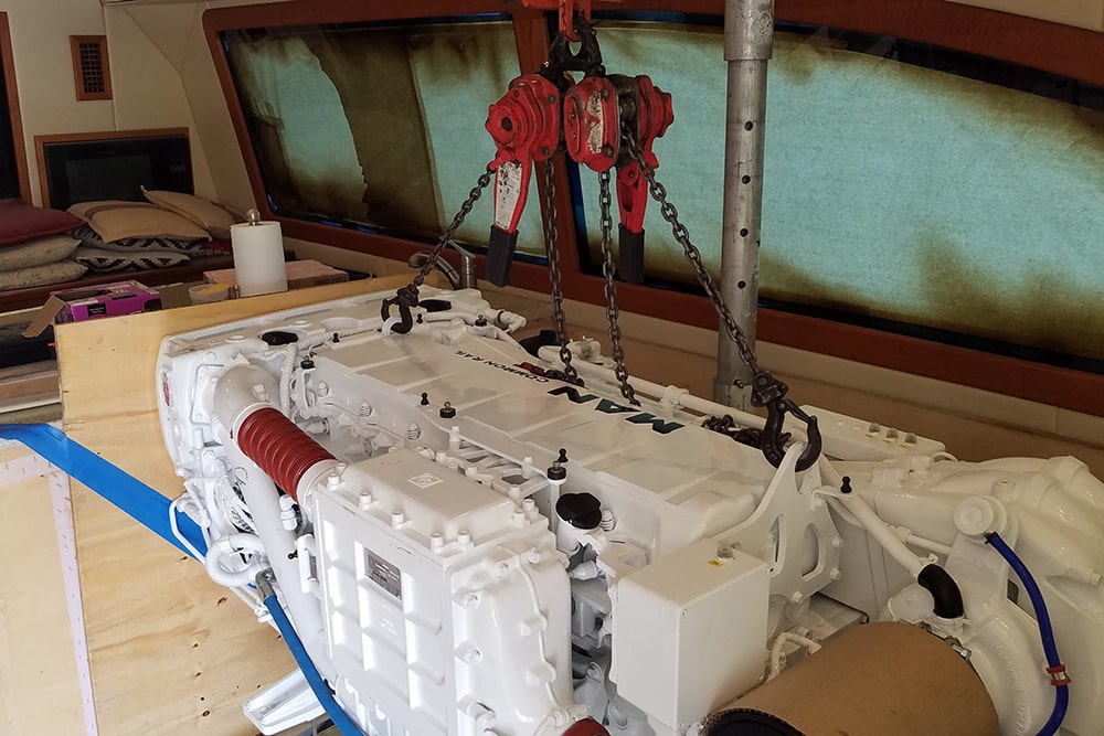 engine refit for sport-fishing boat