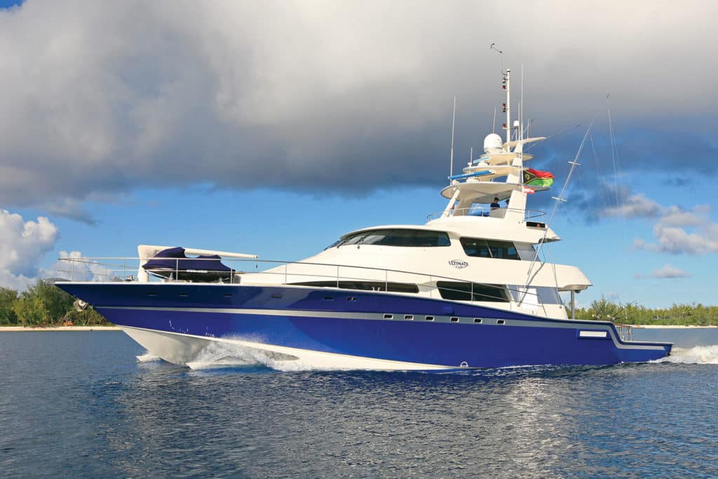 A large custom sport fishing boat named Ultimate Lady.