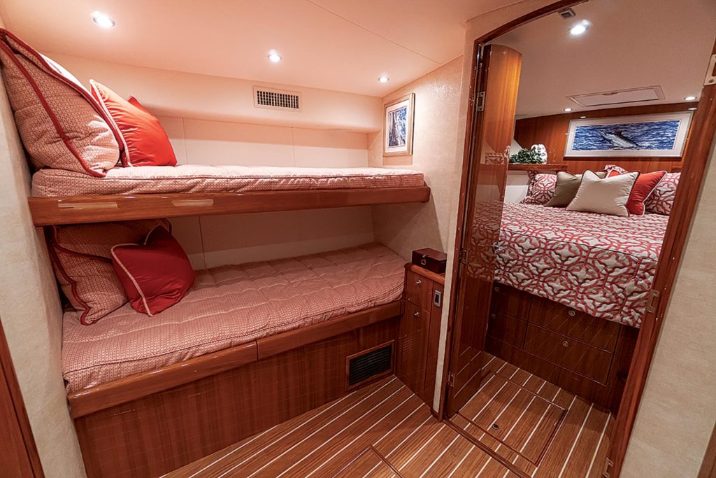 Bunk beds of the Viking 46 Billfish.