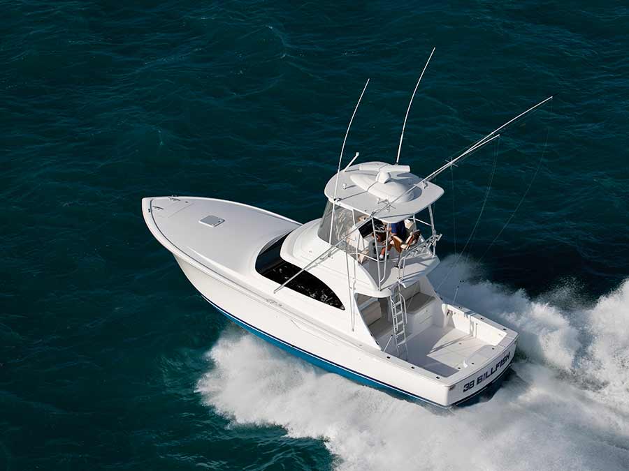 aerial view of the viking yachts 38 billfish