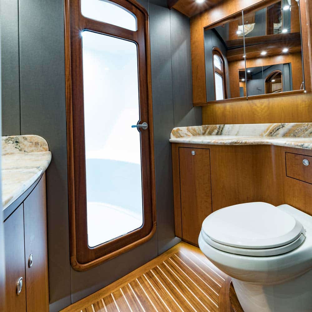 bathroom in the willis 77 yacht