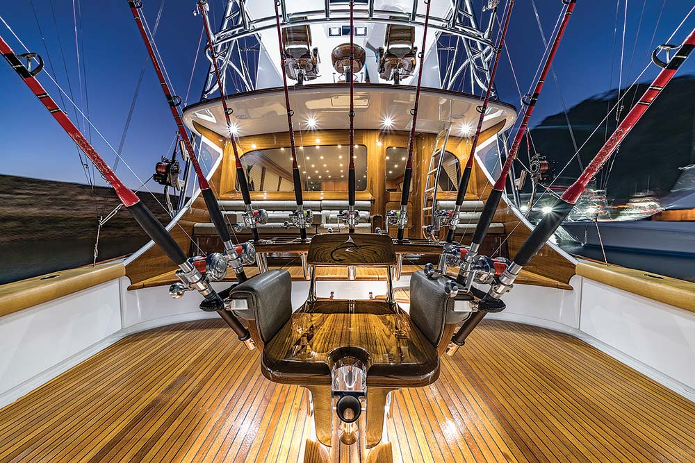 a set up of reels on the willis 77 uno mas yacht