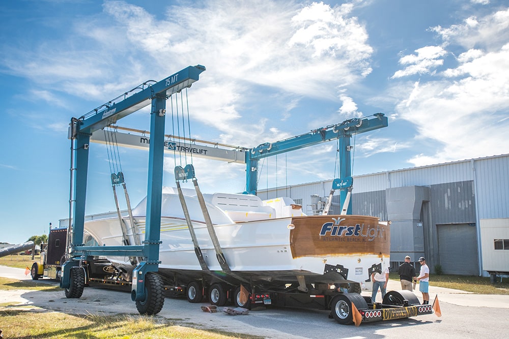 Winter 65-foot express boat loaded