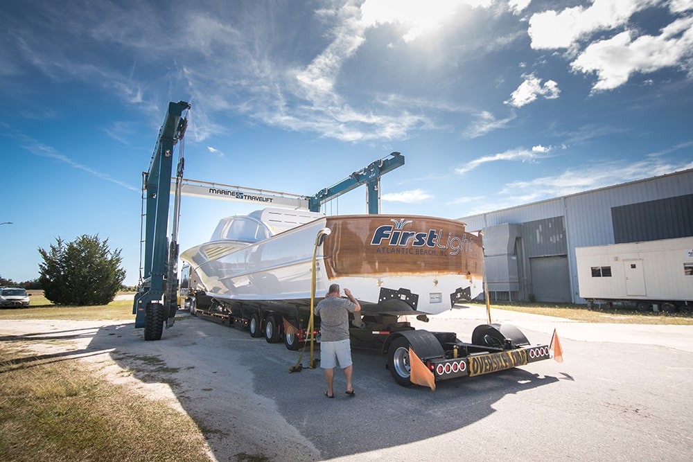Winter 65-foot express boat loaded