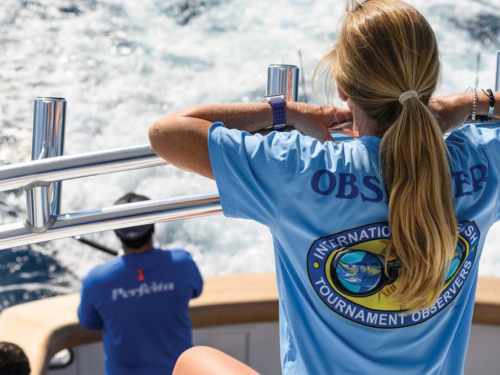 A tournament observer on a sport-fishing boat.