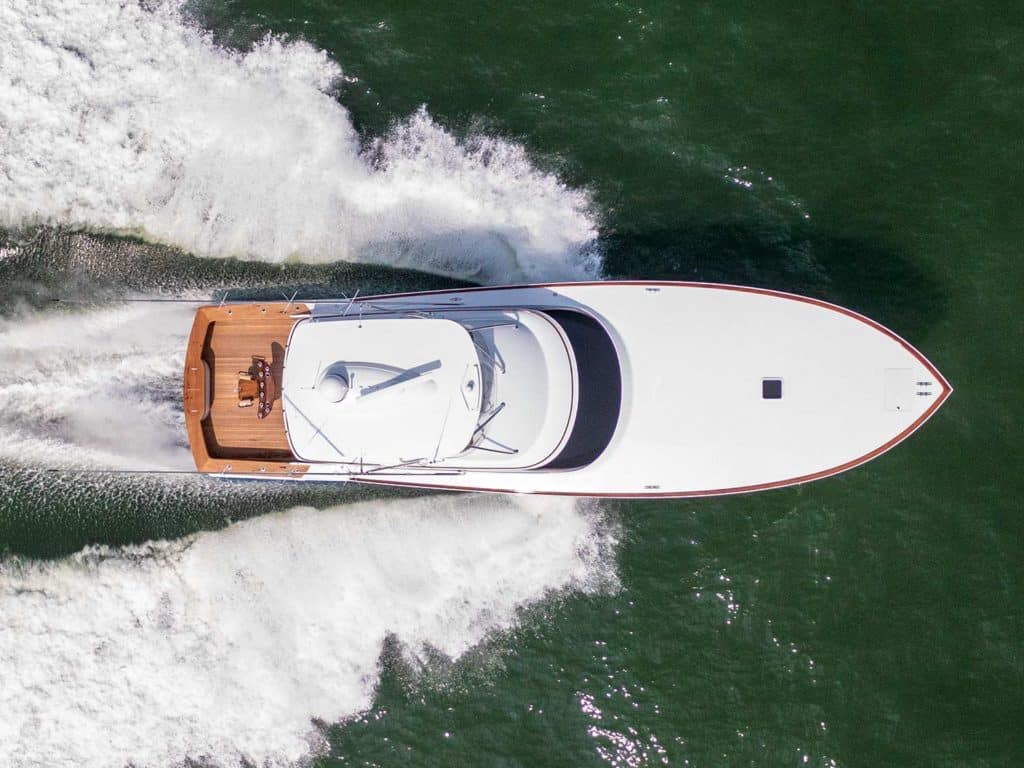 A sport-fishing boat on the water.