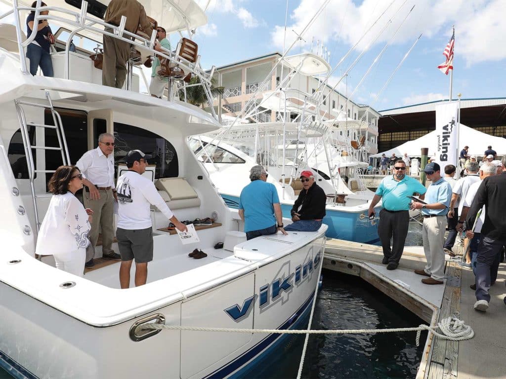 A group of people at a Viking Yacht event.