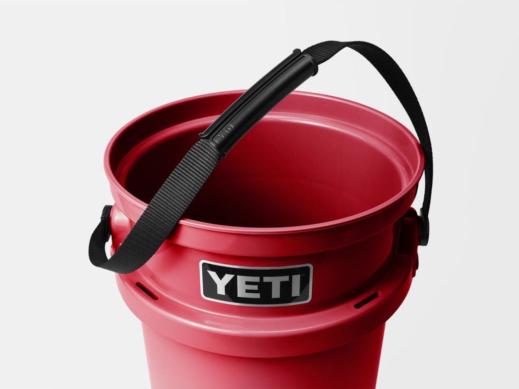 A red YETI bucket.