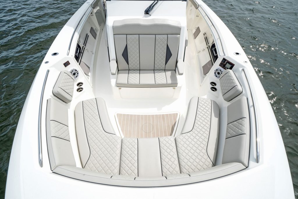 Center console boat lounge seating.