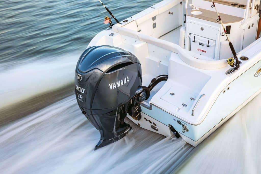 A Yamaha outboard motor.