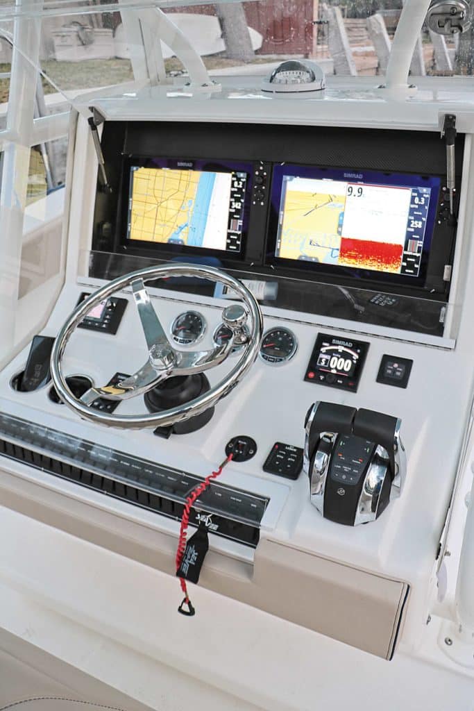 The MFDs on the dash of a fishing boat.