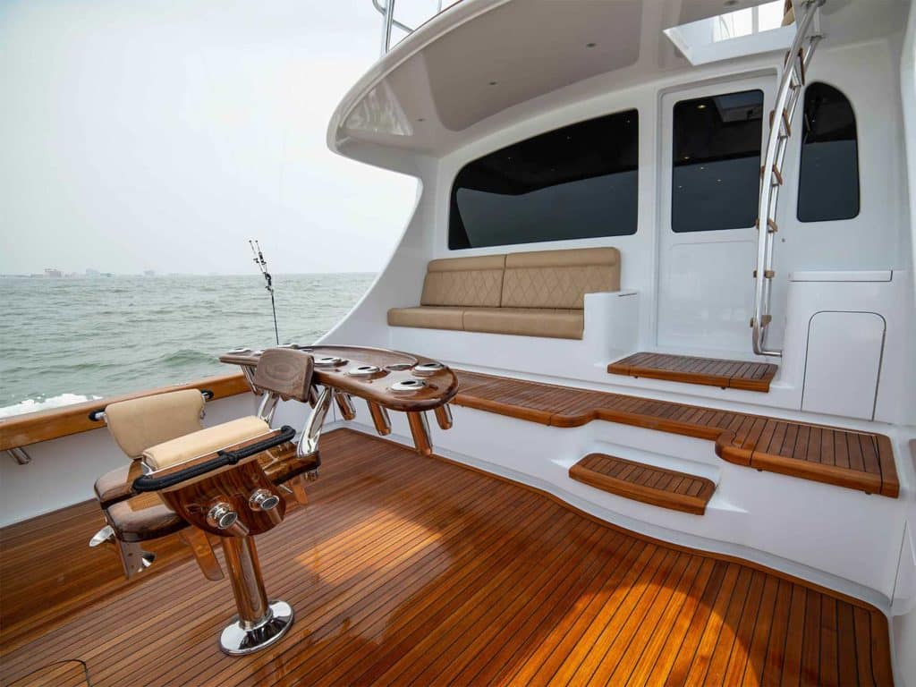 The cockpit and mezzanine of the Duffie Boatworks 64.