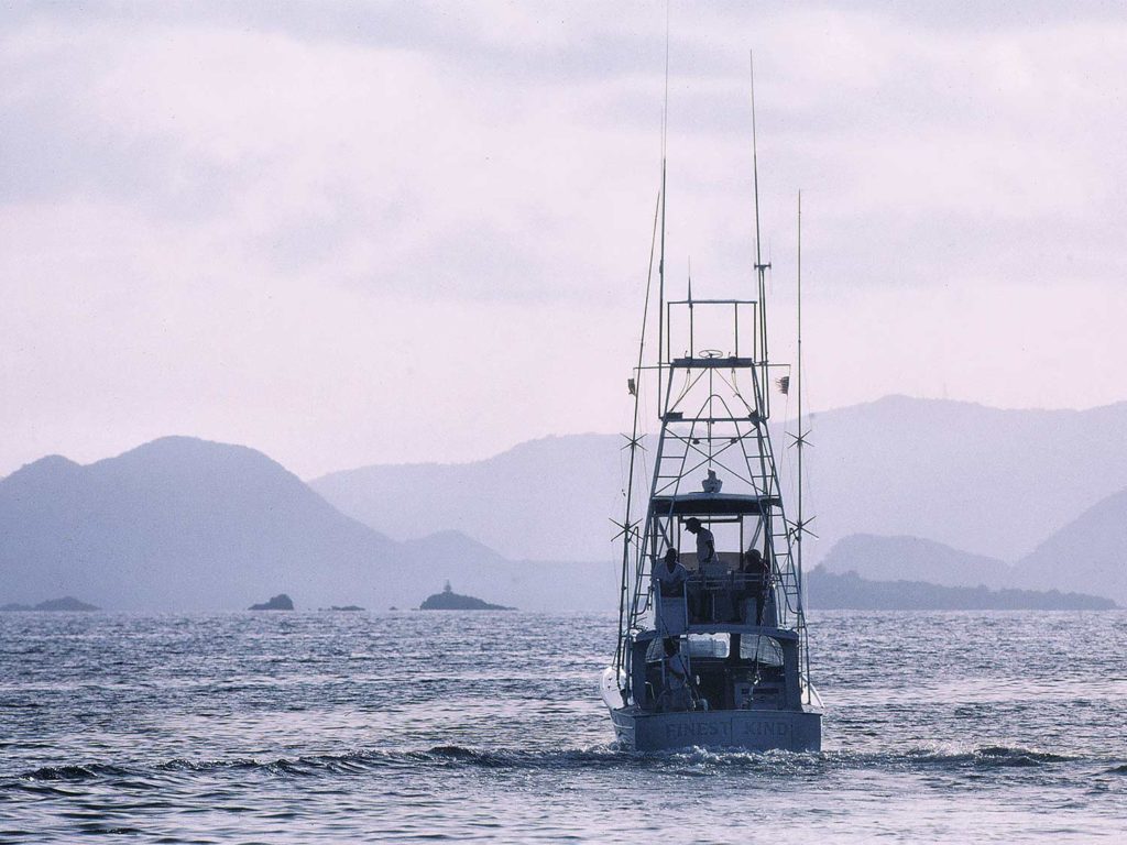 Sport-fishing boats on the water.