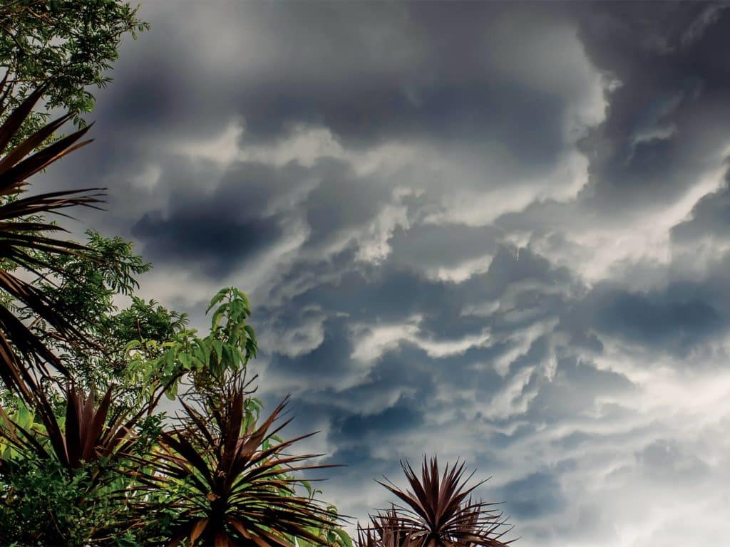 Cloudy, stormy weather above La Nina