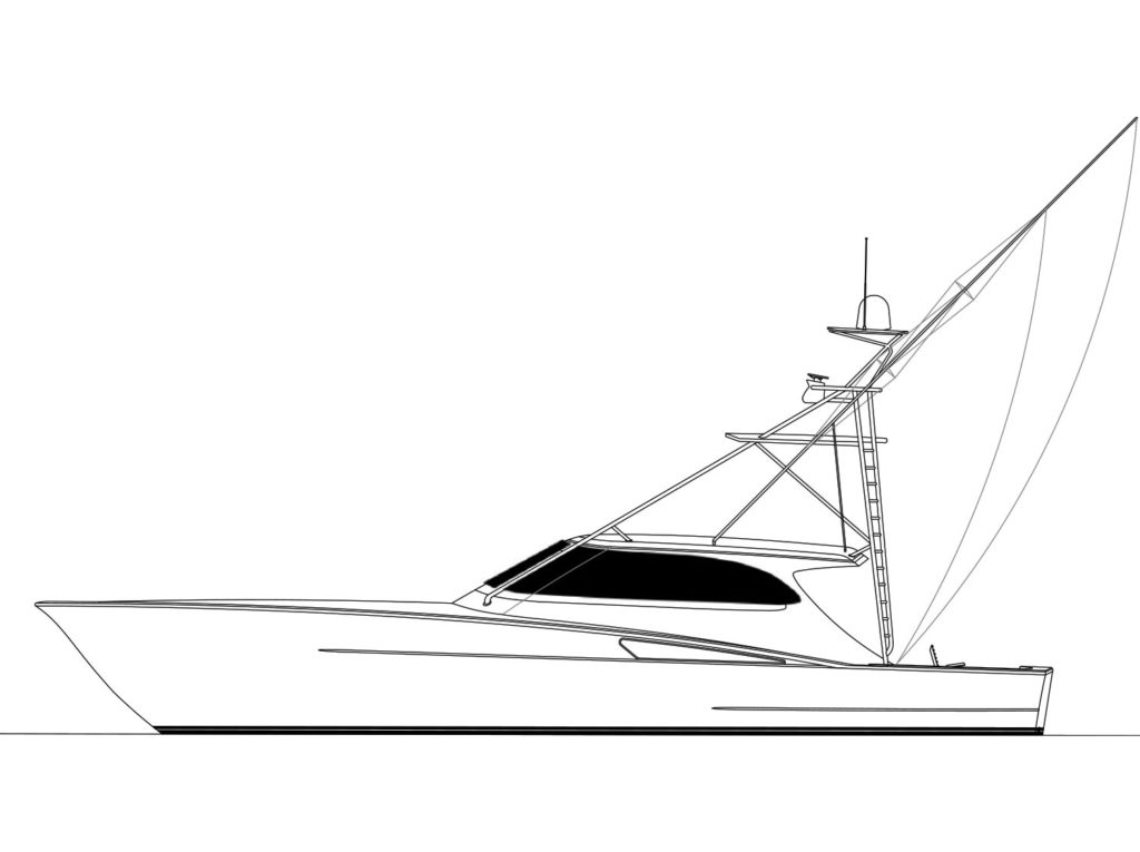 A digital rendering of a Ritchie Howell 61 Express Boaat