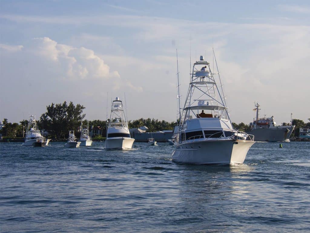 A fleet of boats at the Silver Sailfish Derby