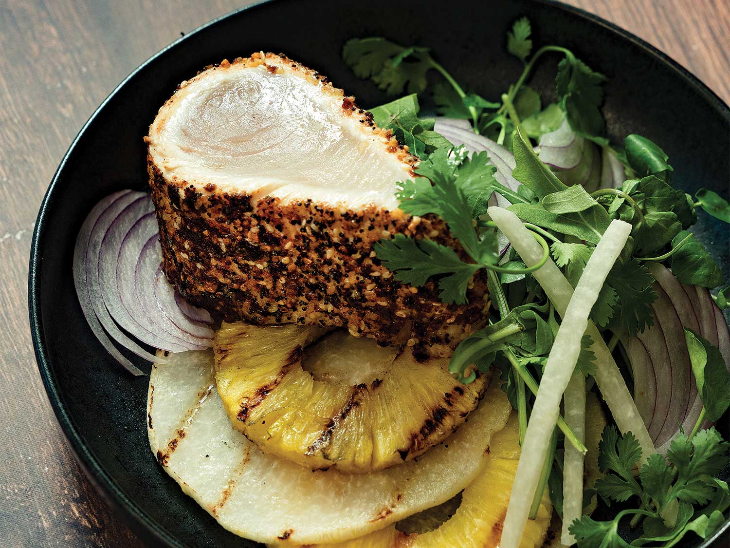 Aloha Ono with Grilled Pineapple and Jicama Recipe Marlin