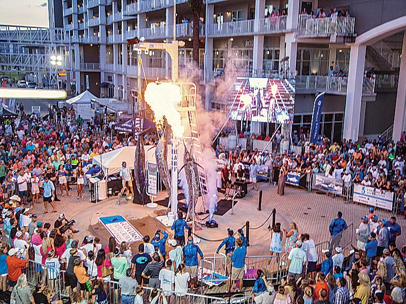 Celebration at The Wharf marina shopping center in Orange Beach, Alabama.